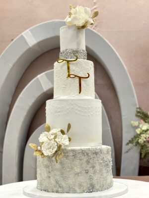 Dreamy White & Silver Cake