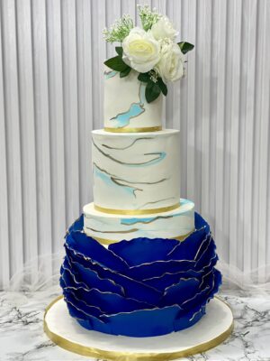 Marble Blue Floral Cake